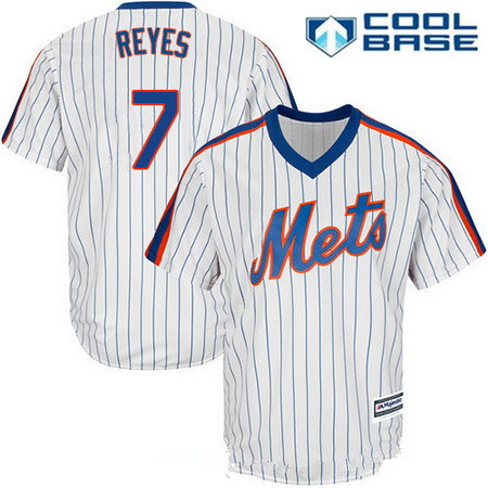 Men’s New York Mets #7 Jose Reyes White Pullover Stitched MLB Majestic Cool Base Jersey