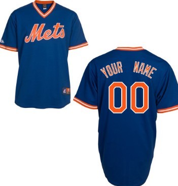 Men’s New York Mets Customized Blue Throwback Jersey