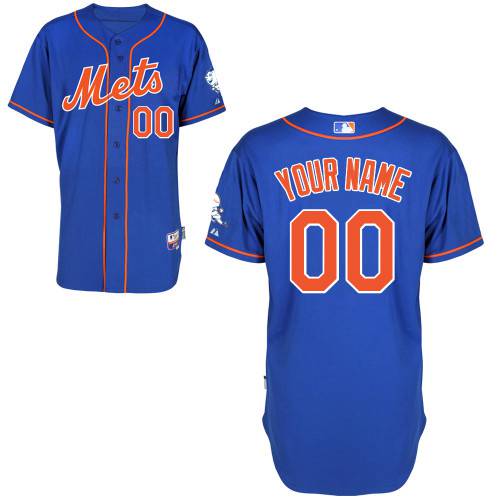 Men’s New York Mets Customized Blue With Orange Jersey With 2015 Mr. Met Patch