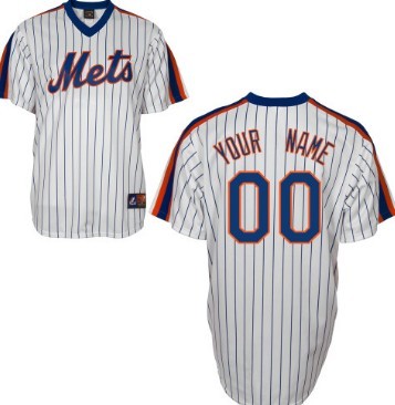 Men’s New York Mets Customized White Pinstripe Throwback Jersey