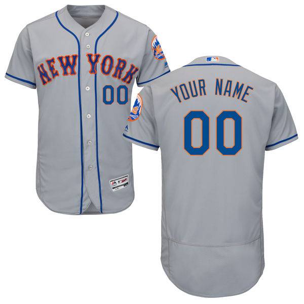 Mens New York Mets Grey Customized Flexbase Majestic MLB Collection Jersey