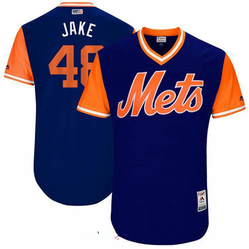 Men’s New York Mets Jacob deGrom Jake Majestic Royal 2017 Little League World Series Players Weekend Stitched Nickname Jersey