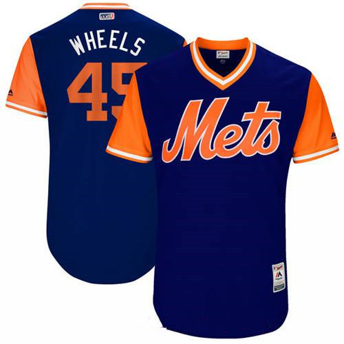 Men’s New York Mets Zack Wheeler Wheels Majestic Royal 2017 Little League World Series Players Weekend Stitched Nickname Jersey