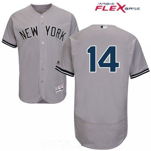 Men’s New York Yankees #14 Starlin Castro Gray Road Stitched MLB Majestic Flex Base Jersey