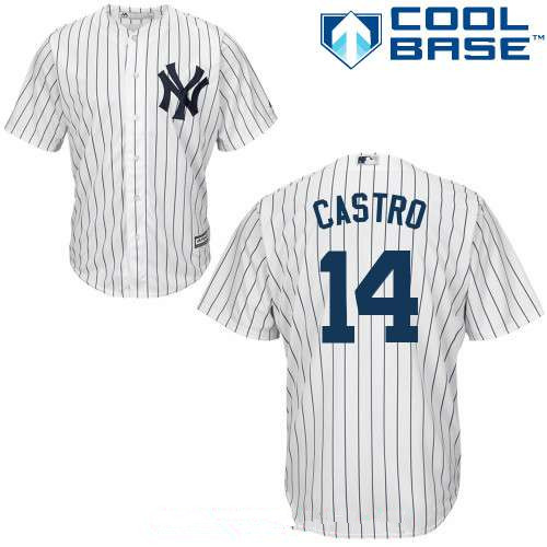Men’s New York Yankees #14 Starlin Castro White Home Stitched MLB Majestic Cool Base Jersey