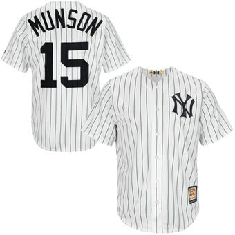 Men’s New York Yankees 15 Thurman Munson Majestic White Home Cool Base Cooperstown Collection Player Jersey