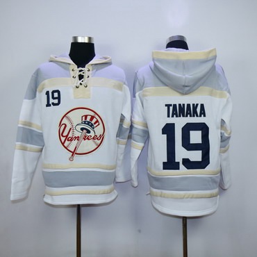 Men’s New York Yankees #19 Masahiro Tanaka White Home MLB Hoodie