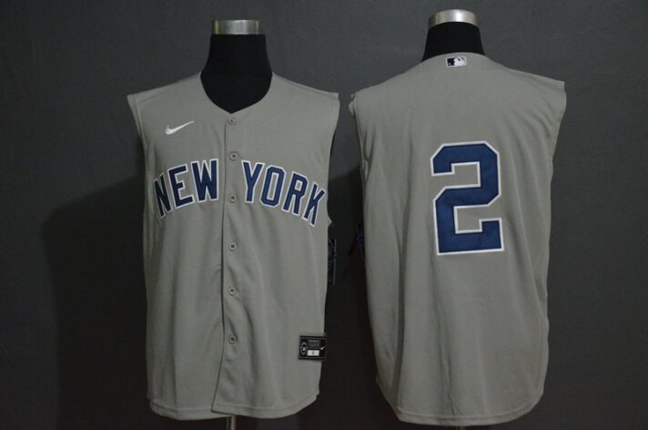 Men’s New York Yankees #2 Derek Jeter Grey 2020 Cool and Refreshing Sleeveless Fan Stitched MLB Nike Jersey