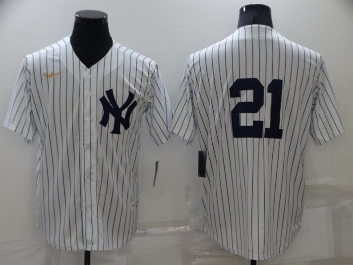 Men’s New York Yankees #21 Paul ONeill No Name White Throwback Stitched MLB Cool Base Nike Jersey