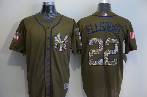 Men’s New York Yankees #22 Jacoby Ellsbury Green Salute to Service Majestic Baseball Jersey