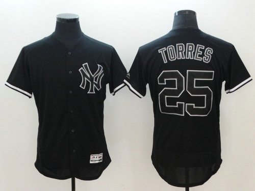 Men’s New York Yankees 25 Gleyber Torres Black Fashion Flexbase Authentic Collection Baseball Jersey