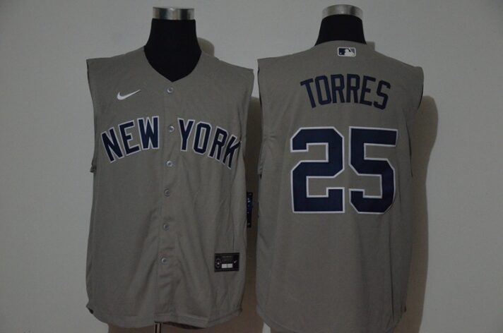 Men’s New York Yankees #25 Gleyber Torres Grey 2020 Cool and Refreshing Sleeveless Fan Stitched MLB Nike Jersey