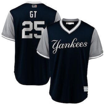 Men’s New York Yankees 25 Gleyber Torres GT Majestic Navy 2018 Players’ Weekend Cool Base Jersey