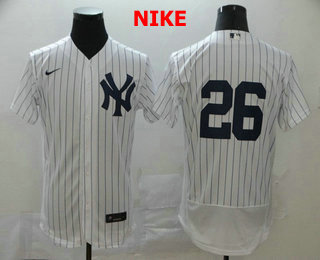 Men’s New York Yankees #26 DJ LeMahieu White Home No Name Stitched MLB Flex Base Nike Jersey