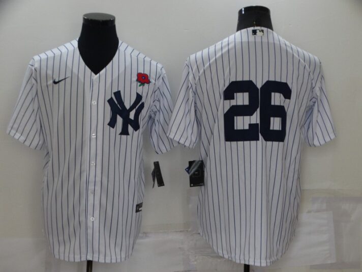 Men’s New York Yankees #26 DJ LeMahieu White No Name Stitched Rose Nike Cool Base Throwback Jersey