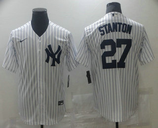 Men’s New York Yankees #27 Giancarlo Stanton White Stitched MLB Cool Base Nike Jersey