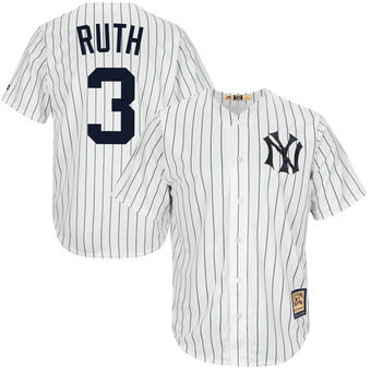 Men’s New York Yankees 3 Babe Ruth Majestic White Home Cool Base Cooperstown Collection Player Jersey