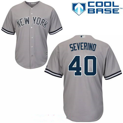 Men’s New York Yankees #40 Luis Severino Gray Road Stitched MLB Majestic Cool Base Jersey