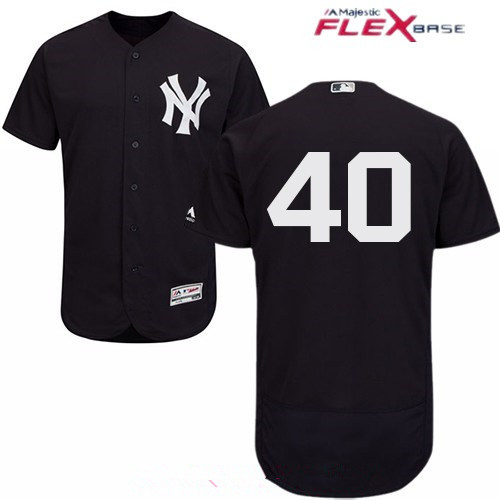 Men’s New York Yankees #40 Luis Severino Navy Blue Alternate Stitched MLB Majestic Flex Base Jersey