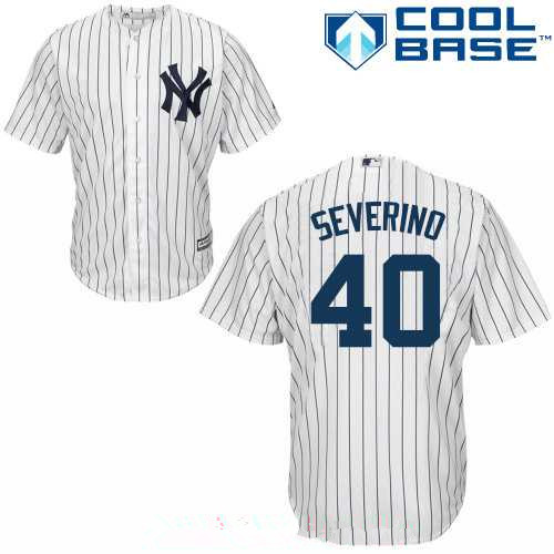 Men’s New York Yankees #40 Luis Severino White Home Stitched MLB Majestic Cool Base Jersey