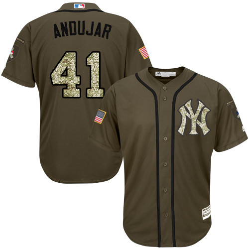 Men’s New York Yankees #41 Miguel Andujar Green Salute to Service Stitched Baseball Jersey