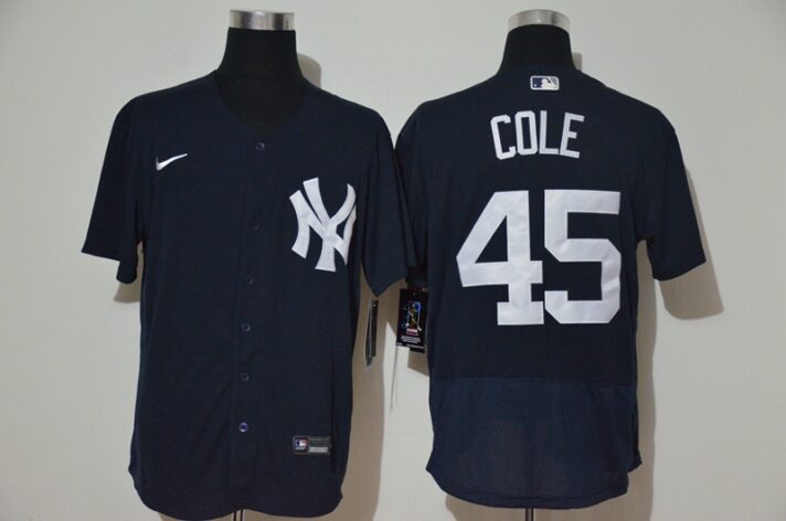 Men’s New York Yankees #45 Gerrit Cole Black Stitched MLB Flex Base Nike Jersey