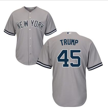 Men’s New York Yankees #45 Presidential Candidate Donald Trump Gray Jersey