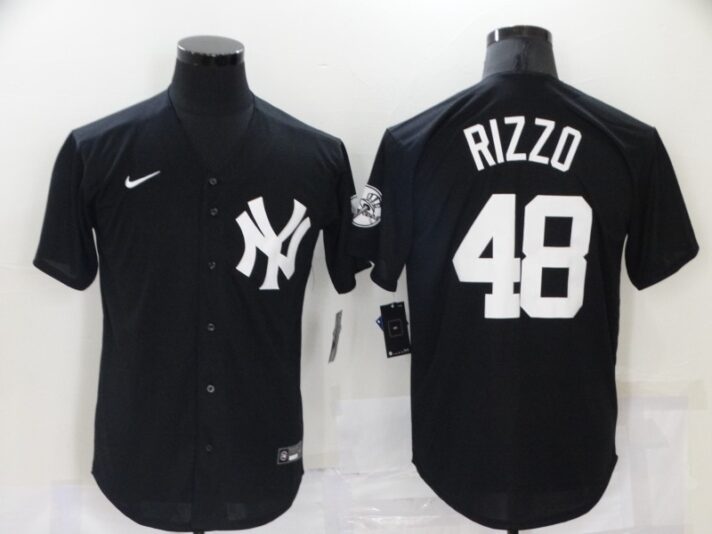 Men’s New York Yankees #48 Anthony Rizzo Black Stitched MLB Nike Cool Base Throwback Jersey
