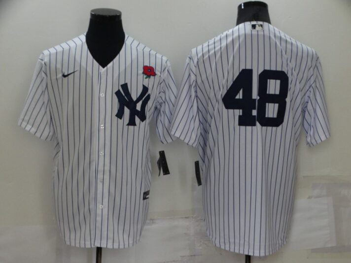 Men’s New York Yankees #48 Anthony Rizzo White No Name Stitched Rose Nike Cool Base Throwback Jersey