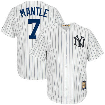 Men’s New York Yankees 7 Mickey Mantle Majestic White Home Big & Tall Cooperstown Cool Base Player Jersey
