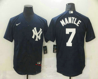 Men’s New York Yankees #7 Mickey Mantle Navy Blue Stitched MLB Nike Cool Base Jersey