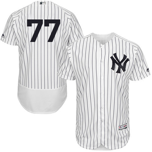 Men’s New York Yankees #77 Clint Frazier White Strip Flexbase Authentic Collection Stitched Baseball Jersey