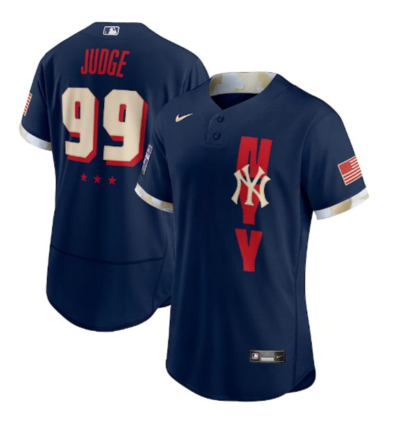 Men’s New York Yankees #99 Aaron Judge 2021 Navy All-Star Flex Base Stitched MLB Jersey