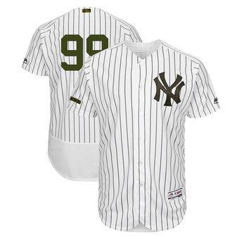 Men’s New York Yankees 99 Aaron Judge Majestic White 2018 Memorial Day Authentic Collection Flex Base Player Jersey