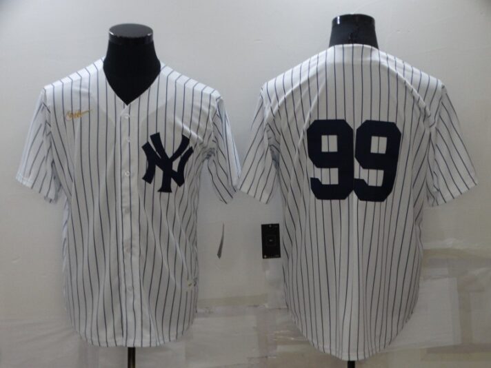 Men’s New York Yankees #99 Aaron Judge No Name White Throwback Stitched MLB Cool Base Nike Jersey