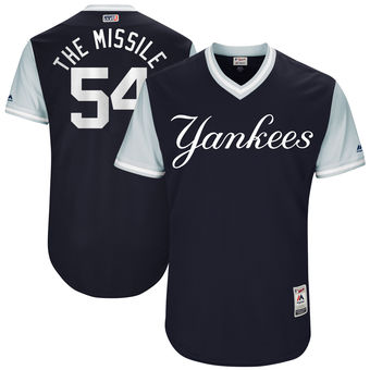 Men’s New York Yankees Aroldis Chapman The Missile Majestic Navy 2017 Players Weekend Authentic Jersey