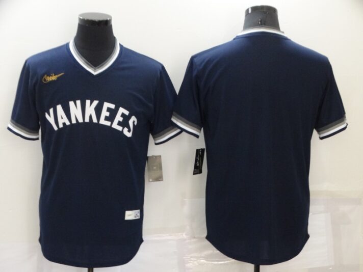 Men’s New York Yankees Blank Navy Blue Cooperstown Collection Stitched MLB Throwback Jersey