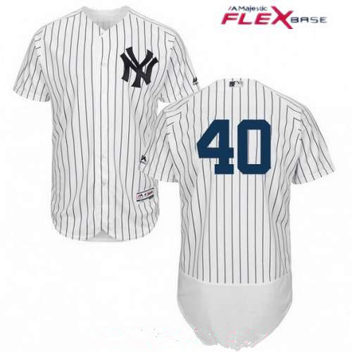 Men’s New York Yankees Luis Severino Replica White Home Flex Base Collection Jersey