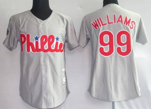Men’s Philadelphia Phillies #99 Mitch Williams Gray Mitchell & Ness Throwback Jersey