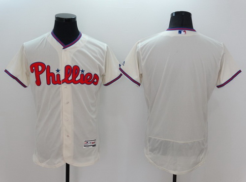 Men’s Philadelphia Phillies Blank Cream 2016 Flexbase Majestic Baseball Jersey