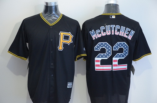 Men’s Pittsburgh Pirates #22 Andrew McCutchen Black USA Flag Fashion MLB Baseball Jersey
