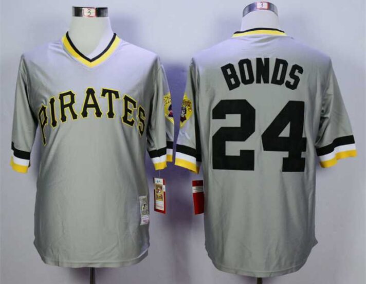 Men’s Pittsburgh Pirates #24 Barry Bonds Grey Throwback Jersey