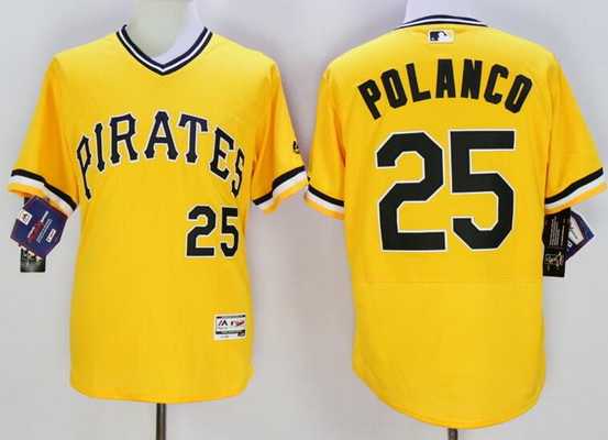 Men’s Pittsburgh Pirates #25 Gregory Polanco Yellow Flexbase 2016 MLB Player Jersey