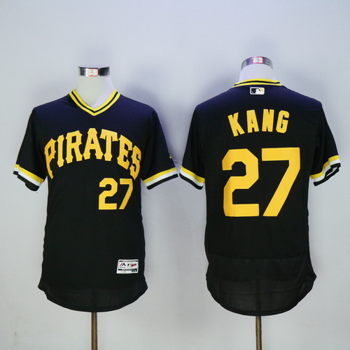 Men’s Pittsburgh Pirates #27 Jung-ho Kang Black Pullover 2016 Flexbase Majestic Baseball Jersey