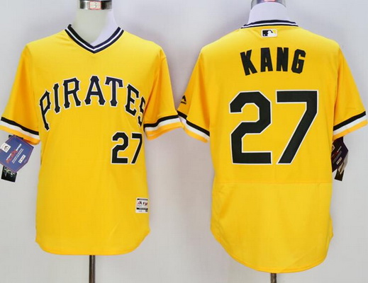 Men’s Pittsburgh Pirates #27 Jung-ho Kang Yellow Flexbase 2016 MLB Player Jersey