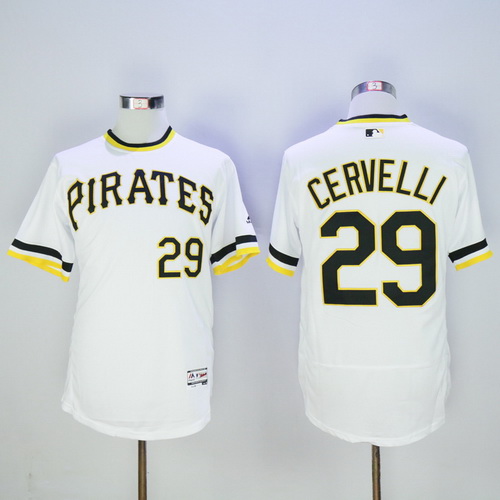 Men’s Pittsburgh Pirates #29 Francisco Cervelli White Pullover 2016 Flexbase Majestic Baseball Jersey