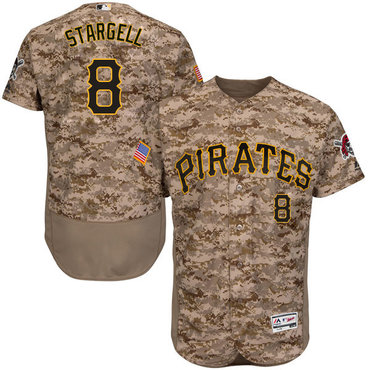 Men’s Pittsburgh Pirates #8 Willie Stargell Retired Camo Collection 2016 Flexbase Majestic Baseball Jersey