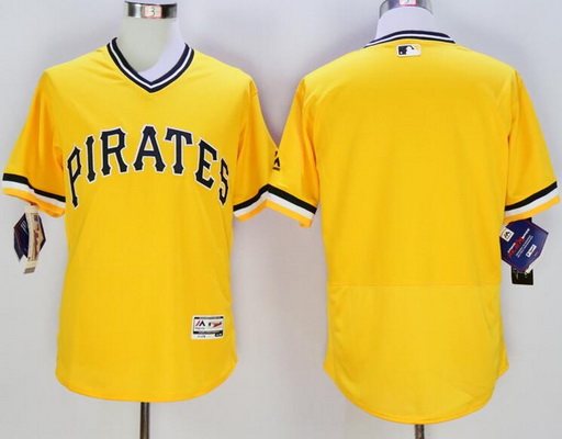 Men’s Pittsburgh Pirates Blank Yellow Flexbase 2016 MLB Player Jersey