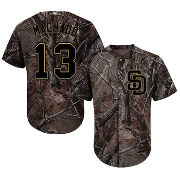 Men’s San Diego Padres #13 Manny Machado Camo Realtree Collection Cool Base Stitched Baseball Jersey