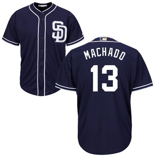 Men’s San Diego Padres #13 Manny Machado Navy Blue New Cool Base Stitched Baseball Jersey